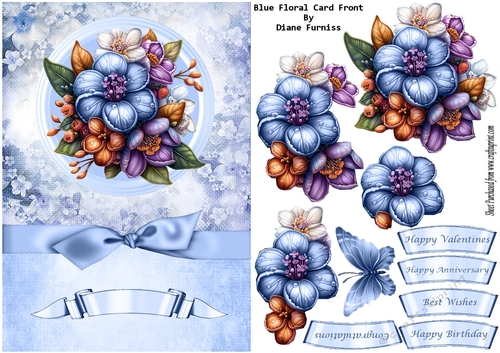 Blue Floral Card Front