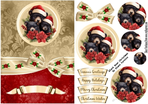 Black Bear Christmas Card Front