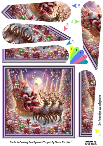 Santa is Coming Fan Pyramid Topper