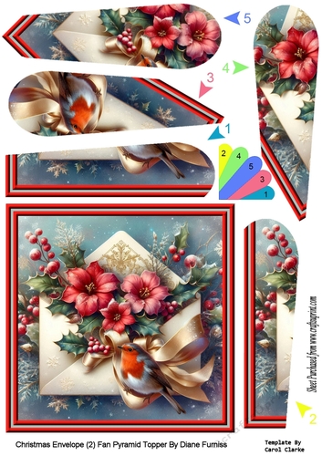 Christmas Envelope (2) Fan Pyramid Topper
