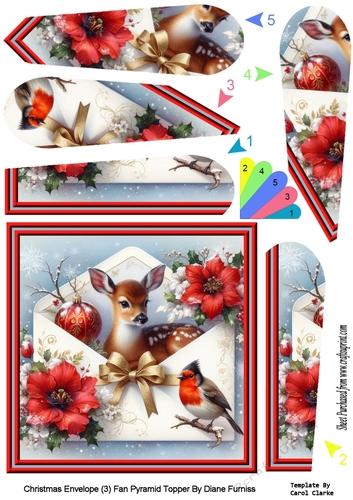 Christmas Envelope (3) Fan Pyramid Topper