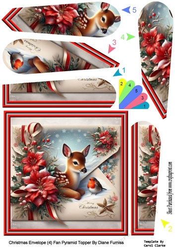 Christmas Envelope (4) Fan Pyramid Topper