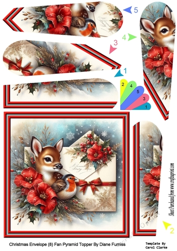 Christmas Envelope (8) Fan Pyramid Topper