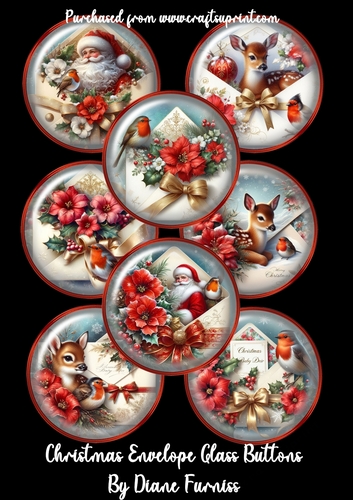 Christmas Envelope Glass Buttons