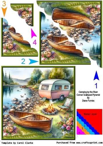 Camping by the River Corner Scalloped Pyramid