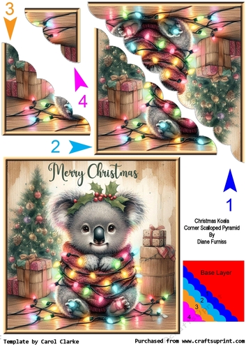 Christmas Koala Corner Scalloped Pyramid