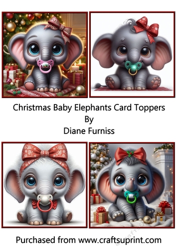Christmas Baby Elephants Card Toppers