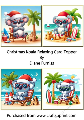 Christmas Koala Relaxing Card Toppers