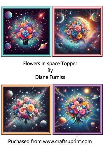 Flowers in Space Card Toppers