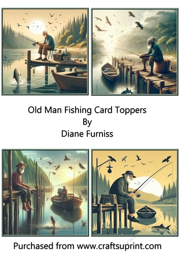 Old Man Fishing Card Toppers