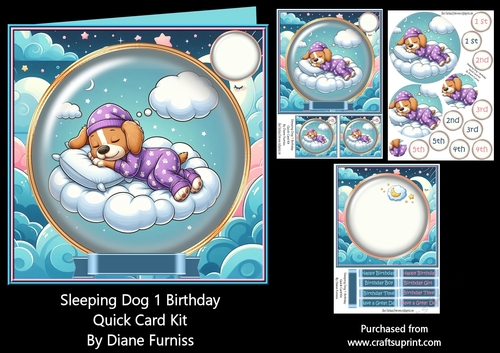 Sleeping Dog 1 Birthday Quick Card Kit