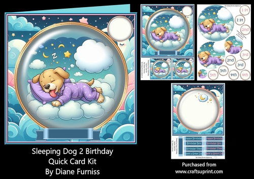 Sleeping Dog 2 Birthday Quick Card Kit