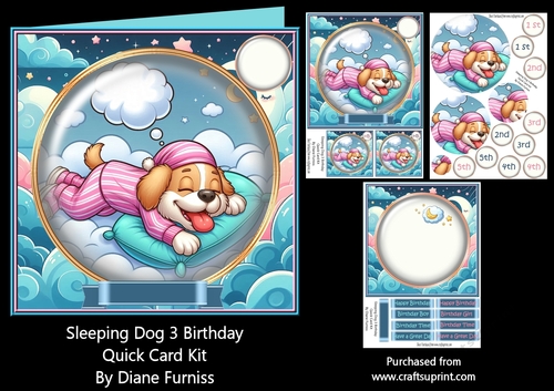 Sleeping Dog 3 Birthday Quick Card Kit