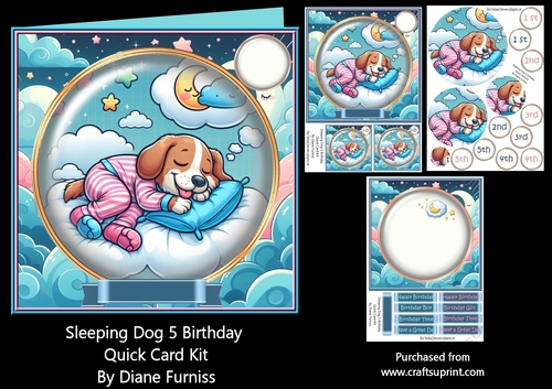 Sleeping Dog 5 Birthday Quick Card Kit