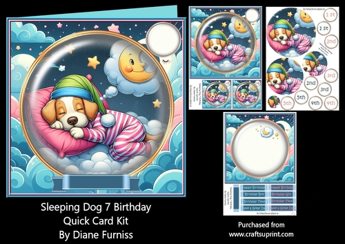 Sleeping Dog 7 Birthday Quick Card Kit