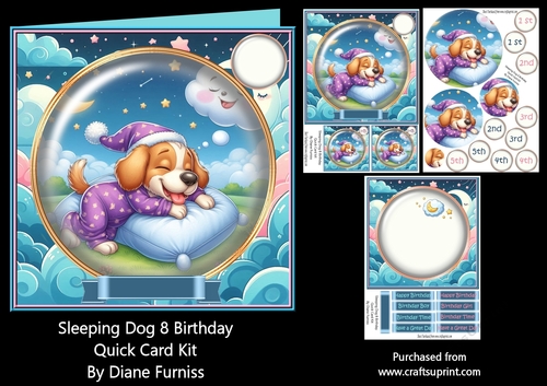 Sleeping Dog 8 Birthday Quick Card Kit
