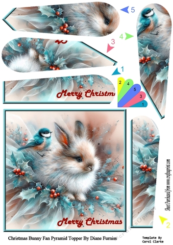 Christmas Bunny Fan Pyramid Topper