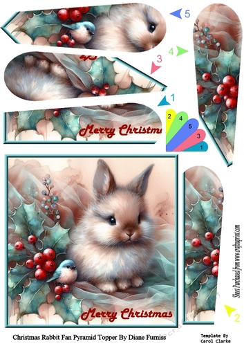 Christmas Rabbit  Fan Pyramid Topper
