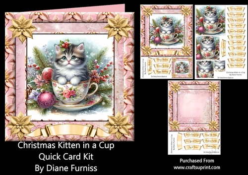 Christmas Kitten in a Cup