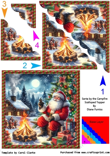 Santa by the Campfire Scalloped Topper