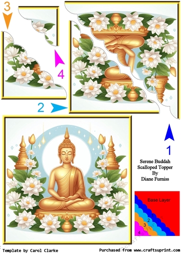 Serene Buddah Scalloped Corner Topper