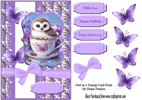 Owl in a Teacup Card Front