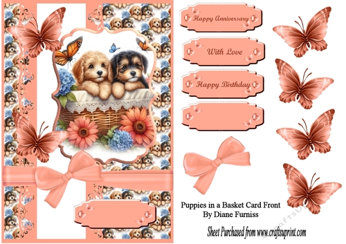Puppies in a Basket Card Front