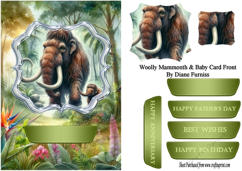 Woolly Mammoth & Baby Card Front