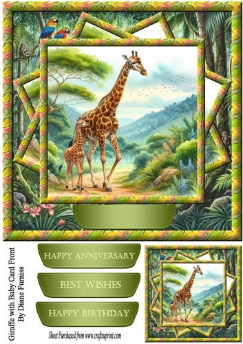 Giraffe & Baby Card Front