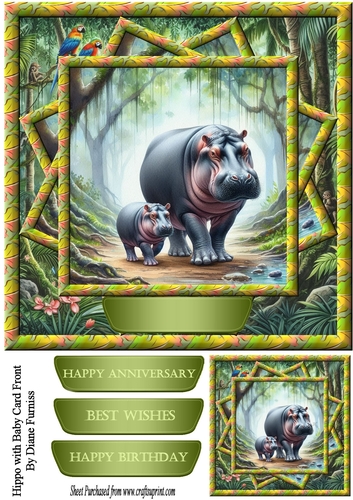 Hippo & Baby Card Front