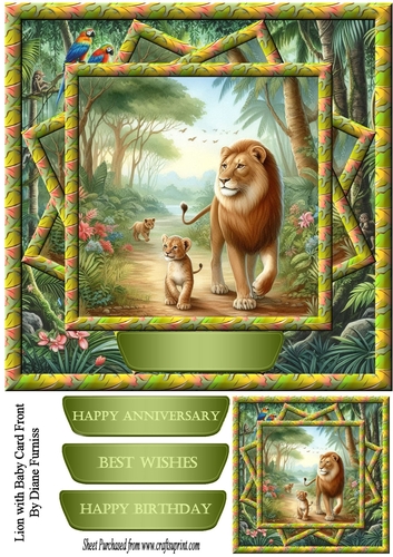 Lion with Baby Card Front