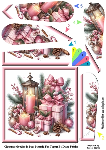 Christmas Goodies in Pink Pyramid Fan Topper