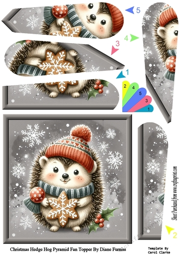 Christmas Hedgehog Pyramid Fan Topper