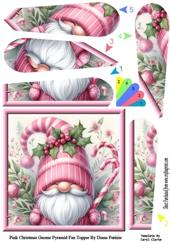 Pink Christmas Gnome Pyramid Fan Topper