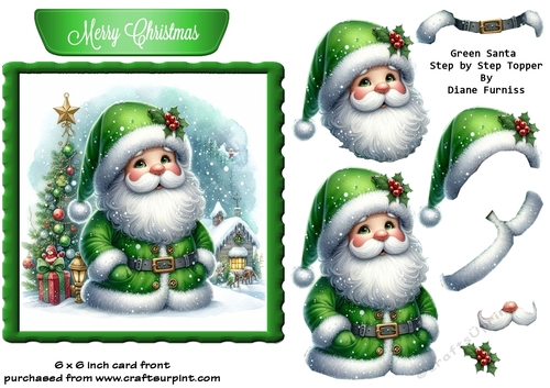 Green Santa Step by Step Topper