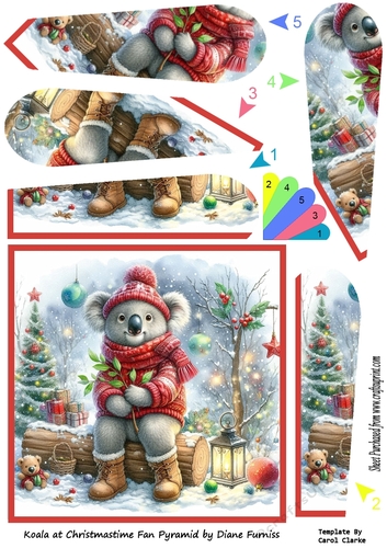 Koala at Christmastime Fan Pyramid