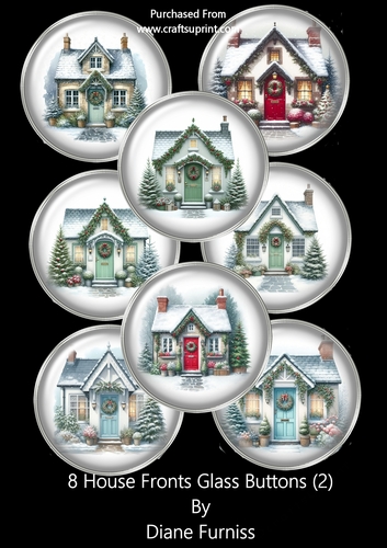 8 Christmas House Glass Buttons (2)