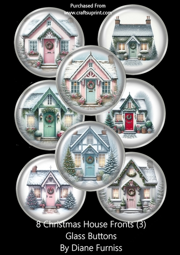 8 Christmas House Glass Buttons (3)