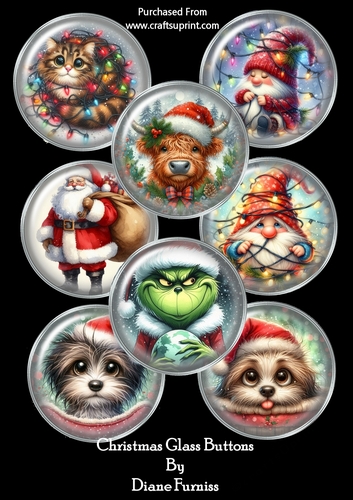 Christmas Glass Buttons