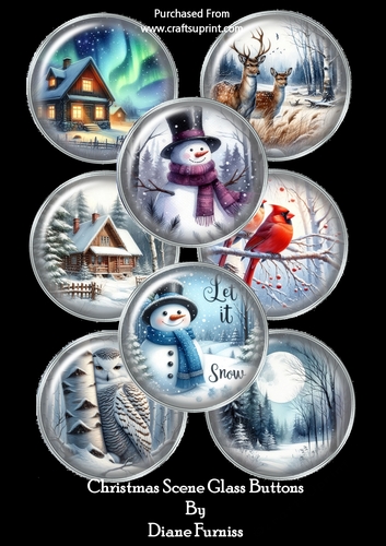 Christmas scene Glass Buttons