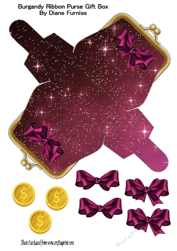 Burgandy Ribbon Purse Gift Box