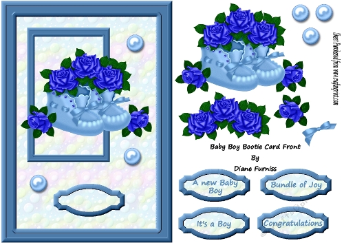 Baby Boy Bootie Card Front
