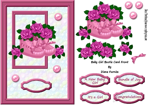 Baby Girl Bootie Card Front