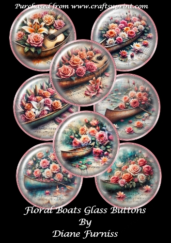 Floral Boat Glass Buttons