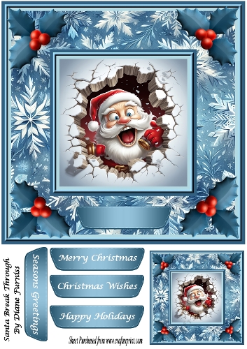 Santa Break Through Card Front