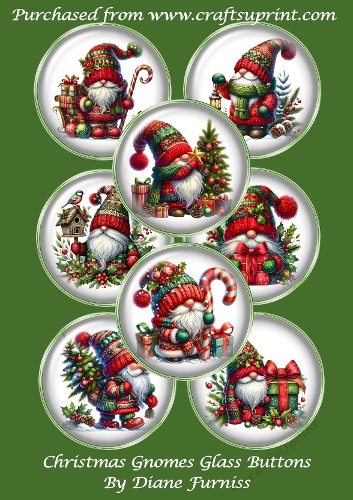 Glass Buttons Christmas Gnomes, 