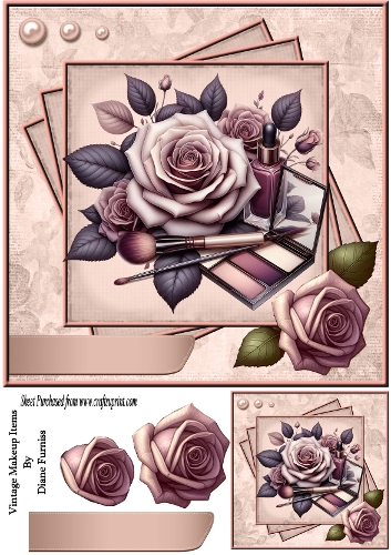 Vintage Makeup Items Card Front