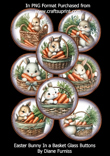 Easter Bunny Glass Buttons