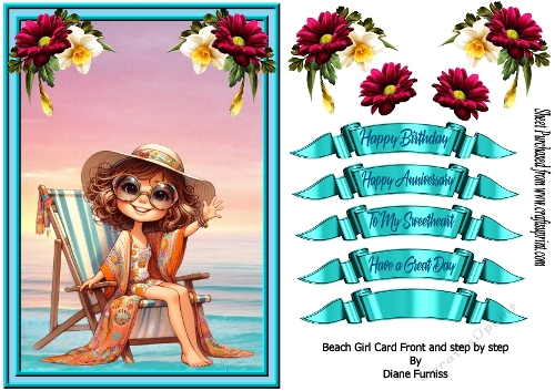 Beach Girl Card front with Step by Step