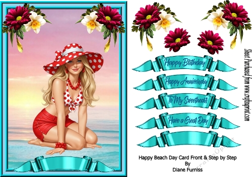 Happy Beach Day Card front with Step by Step